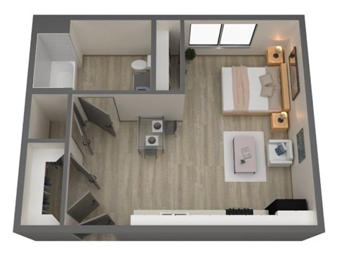 Floor plan for studio, 447 sqft